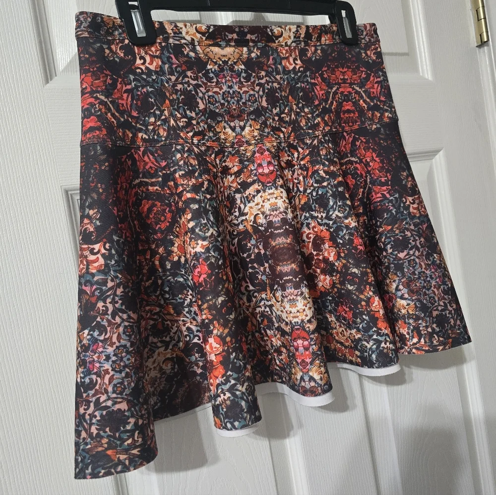 Y2K Abercrombie & Fitch Pleated Scuba Kaleidoscope Print Mini Skater Skirt, EUC!
